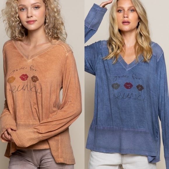 ‘gone 4 Brunch’ Graphic Soft Knit Top - Picture 1 of 15